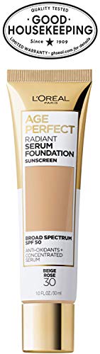 L'Oreal Paris Age Perfect Radiant Serum Foundation SPF 50 – Beige Rose, 1 fl oz