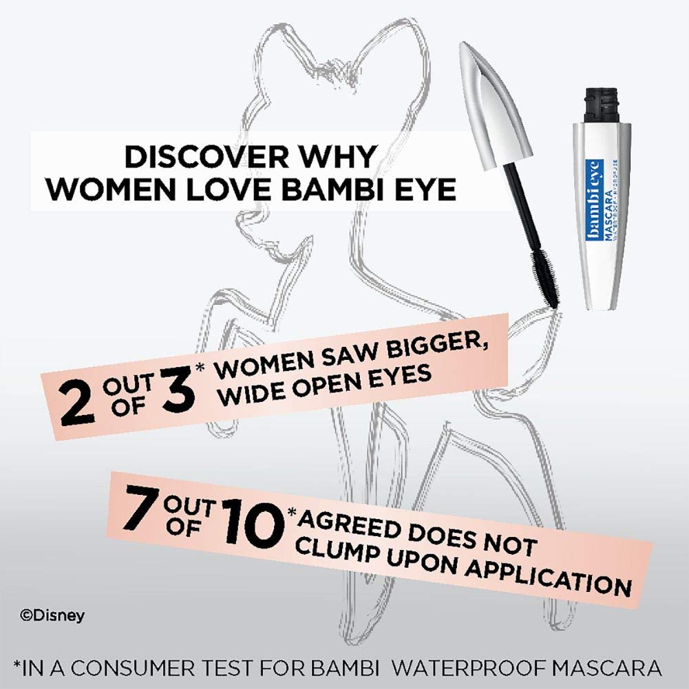 L'Oreal Paris Bambi Eye Mascara – Lasting Volume, Length & Lift | Waterproof & No Clumping