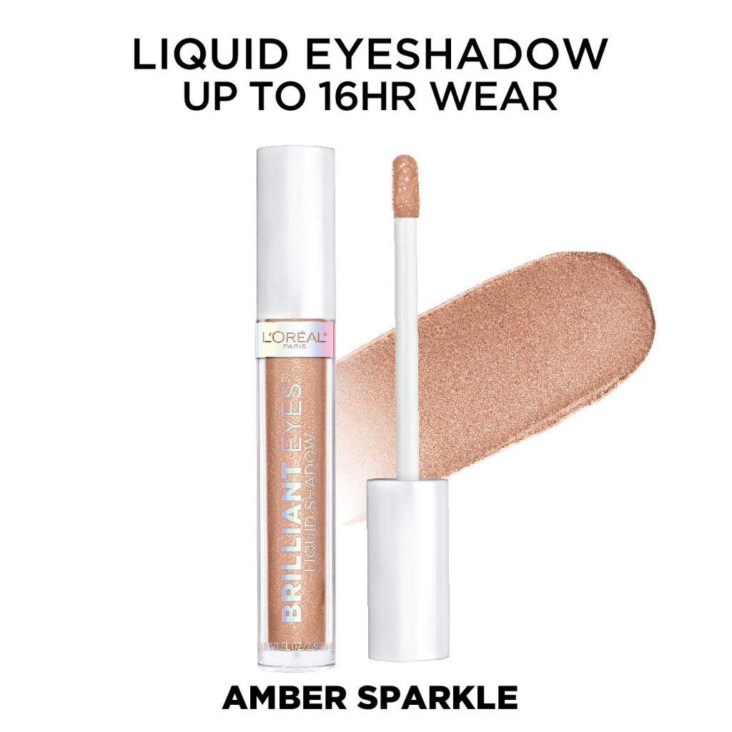 L'Oreal Paris Brilliant Eyes Shimmer Liquid Eye Shadow - Amber Sparkle, Long-Wear & Crease-Resistant (0.1 oz)