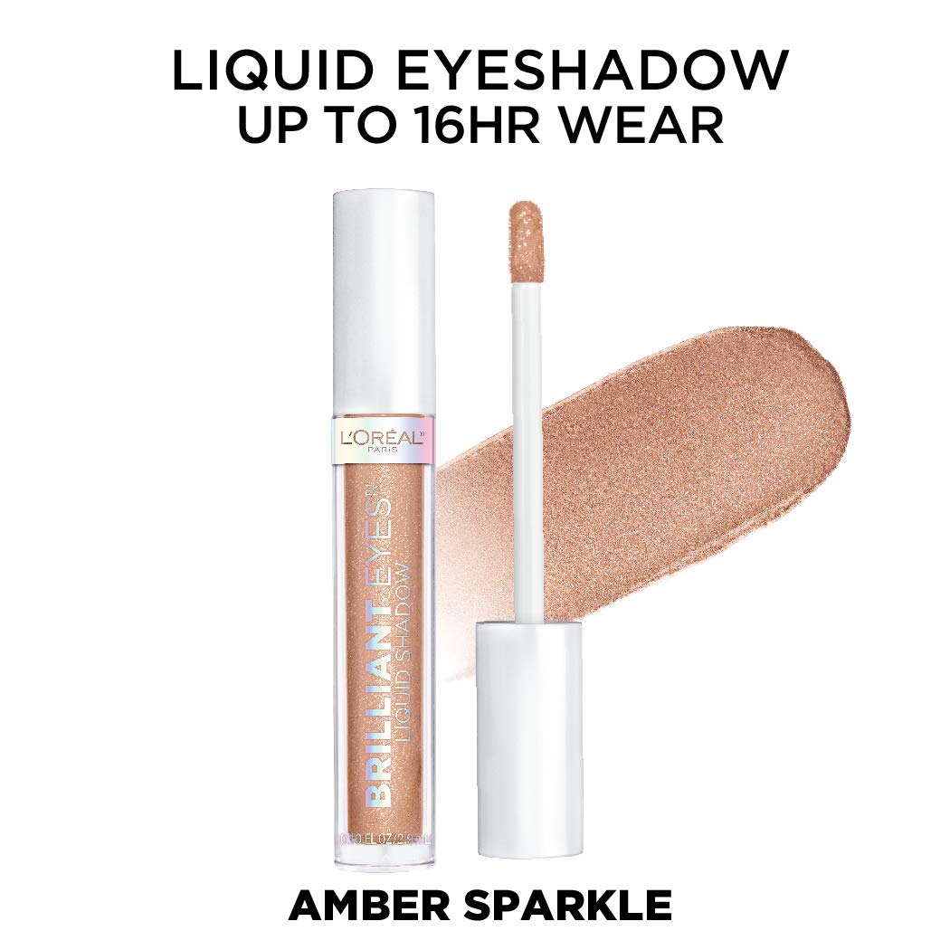 L'Oreal Paris Brilliant Eyes Shimmer Liquid Eye Shadow - Amber Sparkle, Long-Wear & Crease-Resistant (0.1 oz)