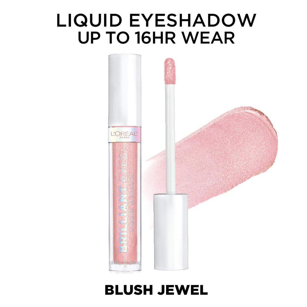 L'Oreal Paris Brilliant Eyes Shimmer Liquid Eye Shadow - Longwearing, Crease-Resistant, Flake-Proof, Blush Jewel, 0.1 oz