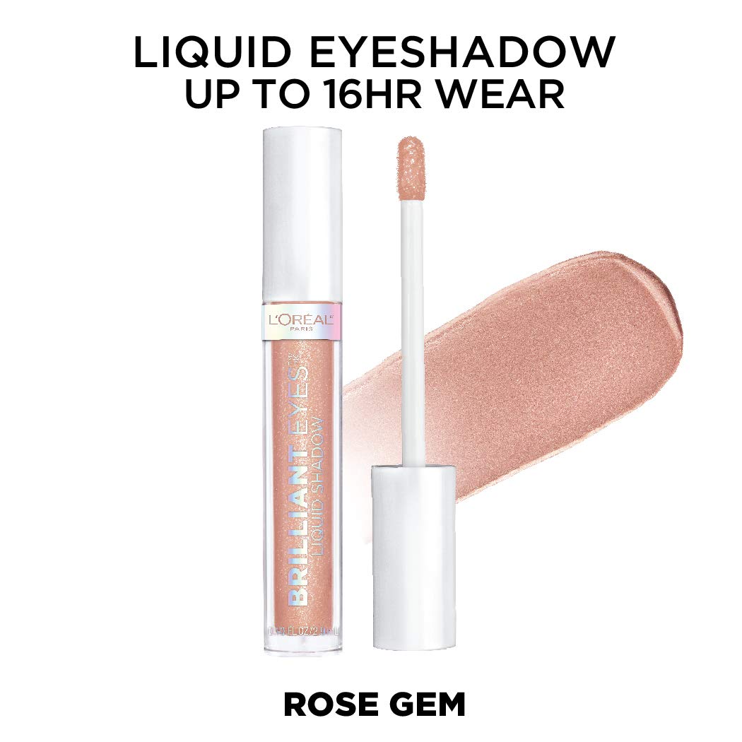 L'Oreal Paris Brilliant Eyes Shimmer Liquid Eye Shadow Rose Gem - Longwear, Crease-Resistant, 0.1 oz