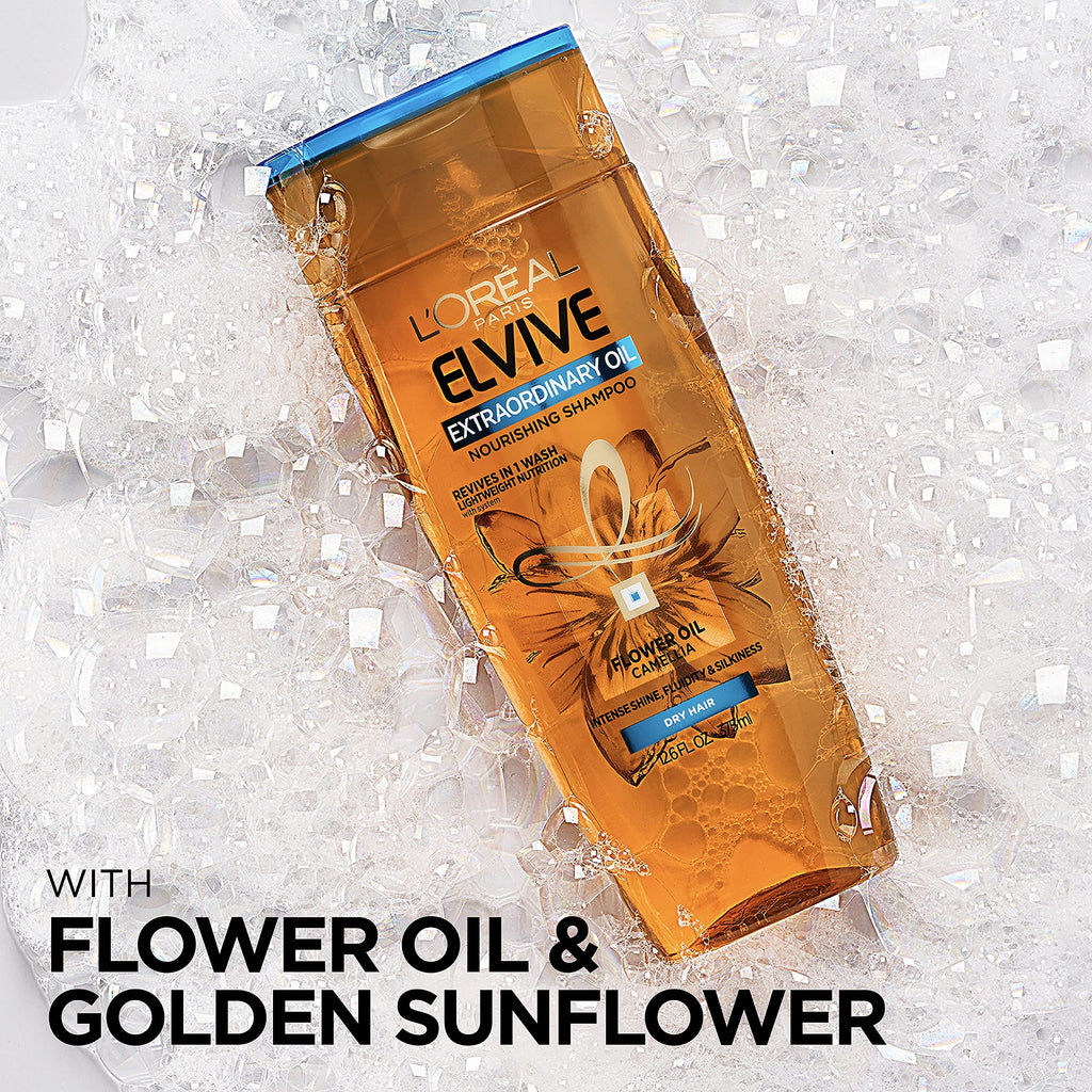 L'Oreal Paris Elvive Extraordinary Oil Shampoo – Hydration for Dry or Dull Hair, Camellia Oil, 28 fl oz