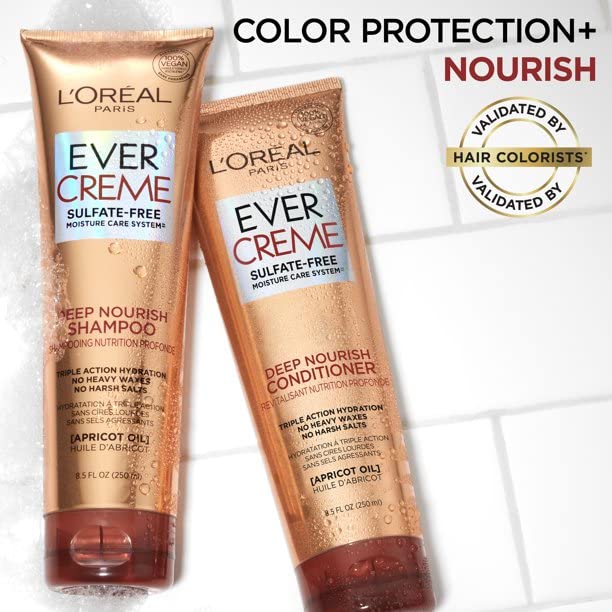 L'Oreal Paris EverCreme Deep Nourish Shampoo – Sulfate-Free, 8.5 oz x 2