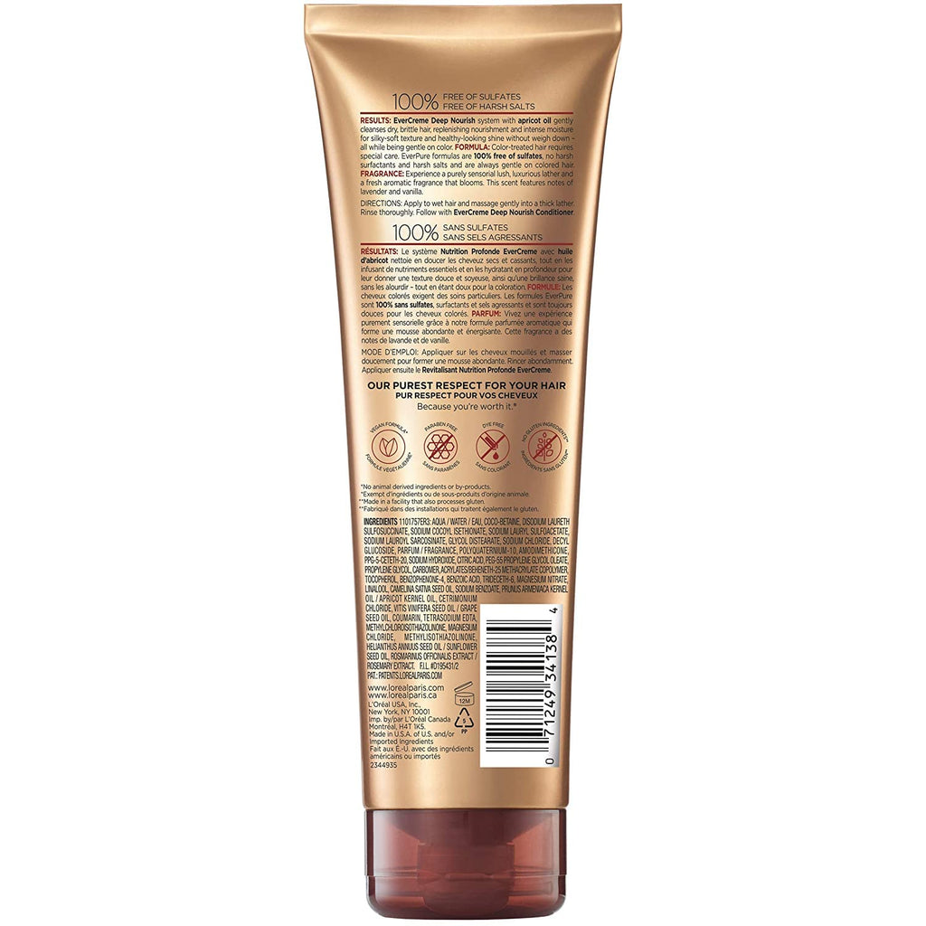 L'Oreal Paris EverCreme Deep Nourish Shampoo – Sulfate-Free, 8.5 oz x 2