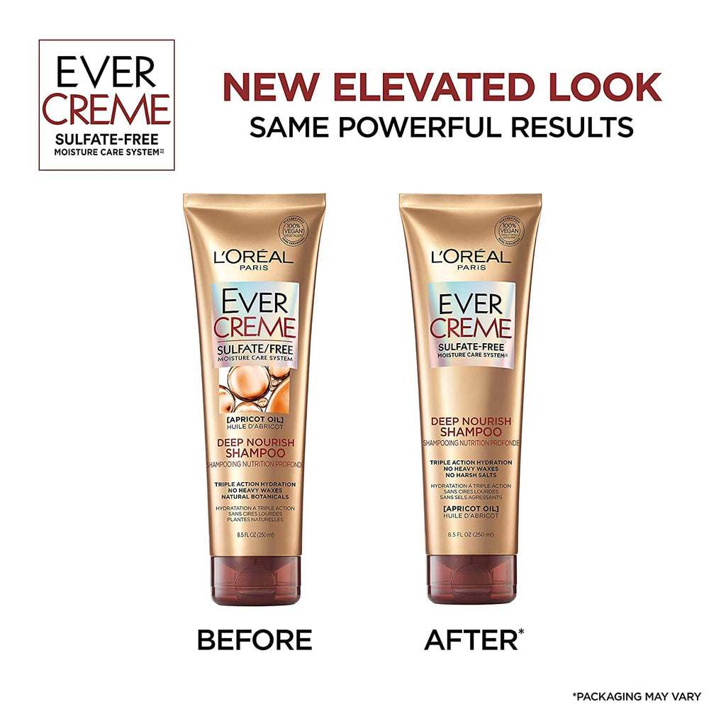 L'Oreal Paris EverCreme Deep Nourish Shampoo – Sulfate-Free, 8.5 oz x 2