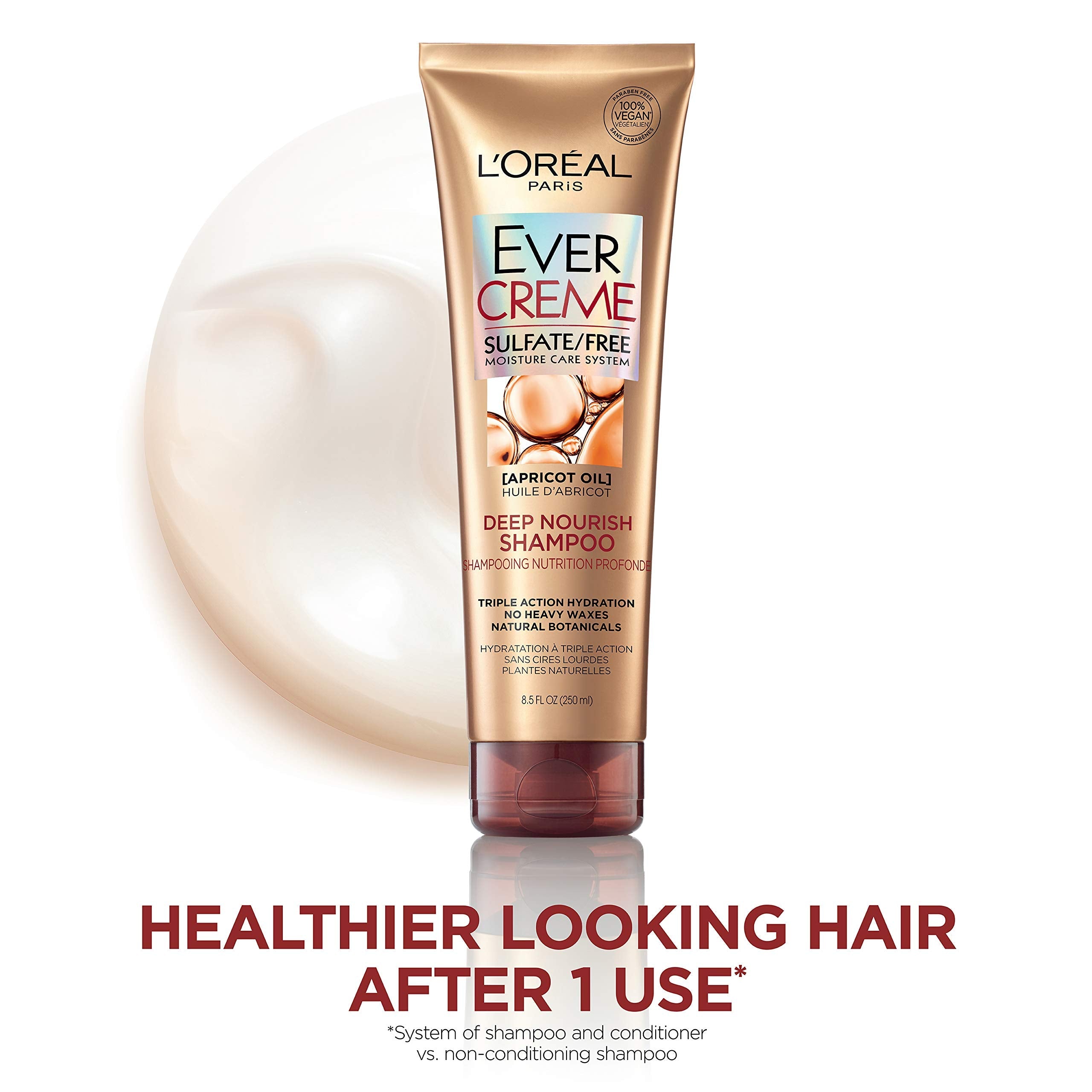 L’Oréal Paris EverCreme Deep Nourish Shampoo – Sulfate Free, Color-Safe, 3 Count