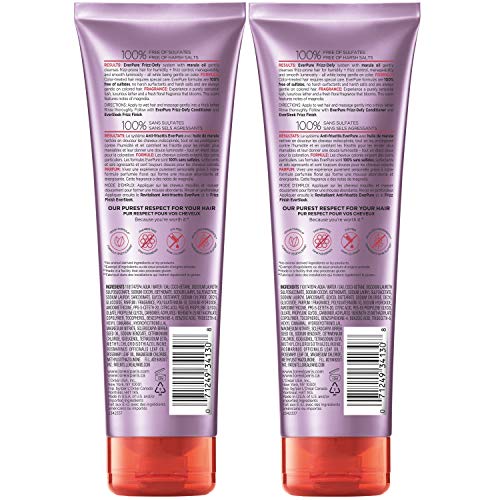 L'Oreal Paris EverPure Frizz-Defy Shampoo with Marula Oil – Sulfate Free, Color-Safe, Humidity Protection (2 Count, 8.5 Fl Oz Each)