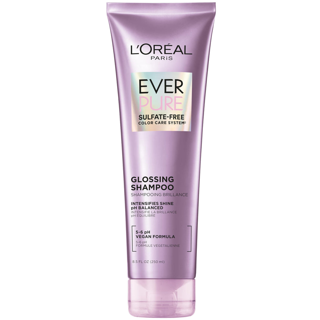 L'Oreal Paris EverPure Glossing Shampoo - Sulfate Free, pH Balanced, Argan Oil Infused, Vegan, 8.5 Fl Oz