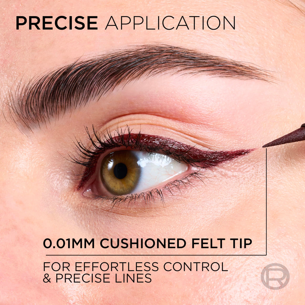L'Oreal Paris Haute Precision Waterproof Liquid Eyeliner – 0.01mm Micro-Tip, 28HR Wear, Burgundy Cashmere