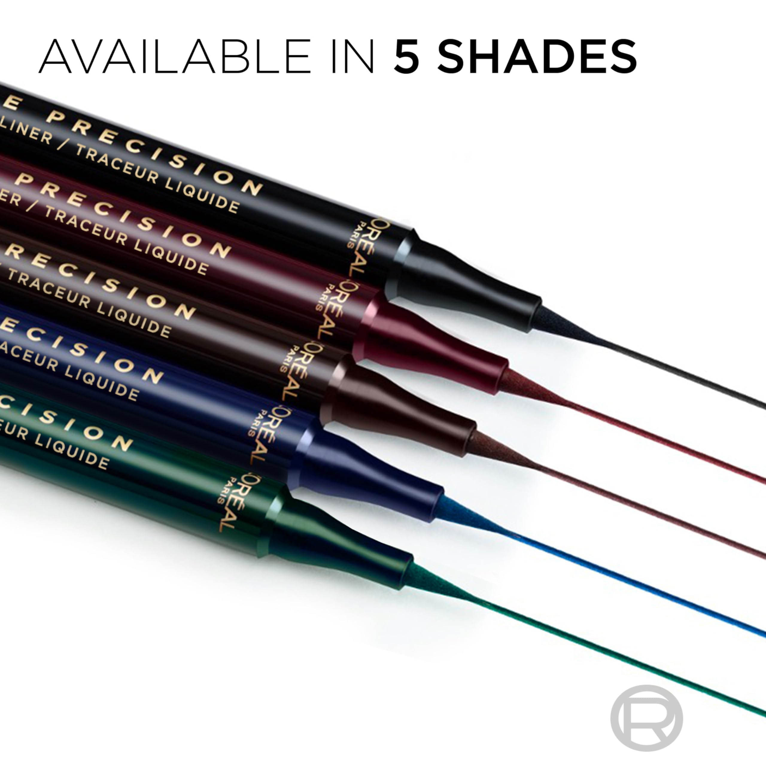 L'Oreal Paris Haute Precision Waterproof Liquid Eyeliner – Micro-Tip, 28HR Wear, 010 Black Silk