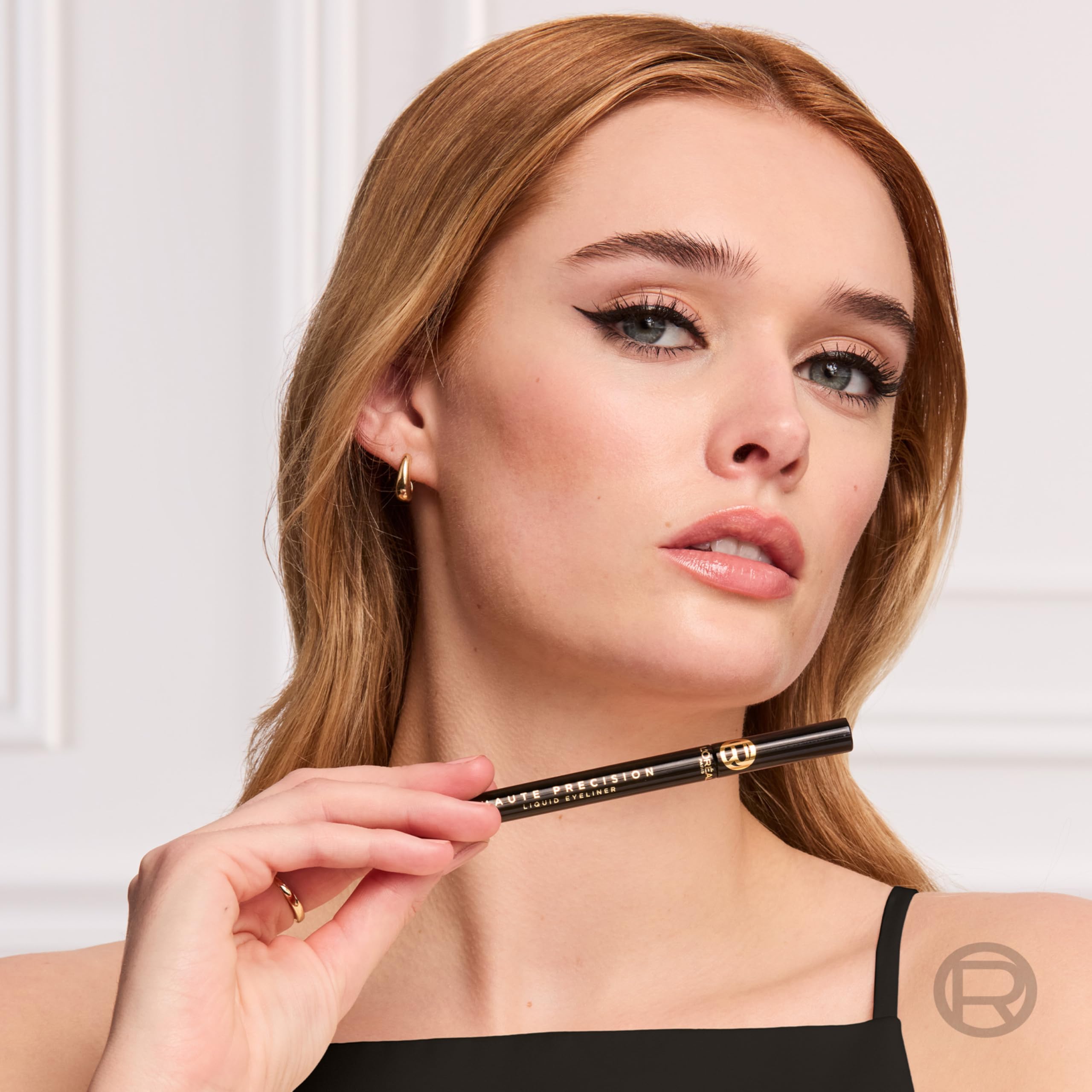 L'Oreal Paris Haute Precision Waterproof Liquid Eyeliner – Micro-Tip, 28HR Wear, 010 Black Silk