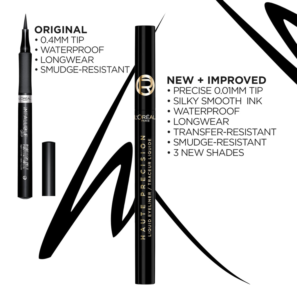 L'Oreal Paris Haute Precision Waterproof Liquid Eyeliner – 0.01mm Micro-Tip, 28HR Wear, Burgundy Cashmere