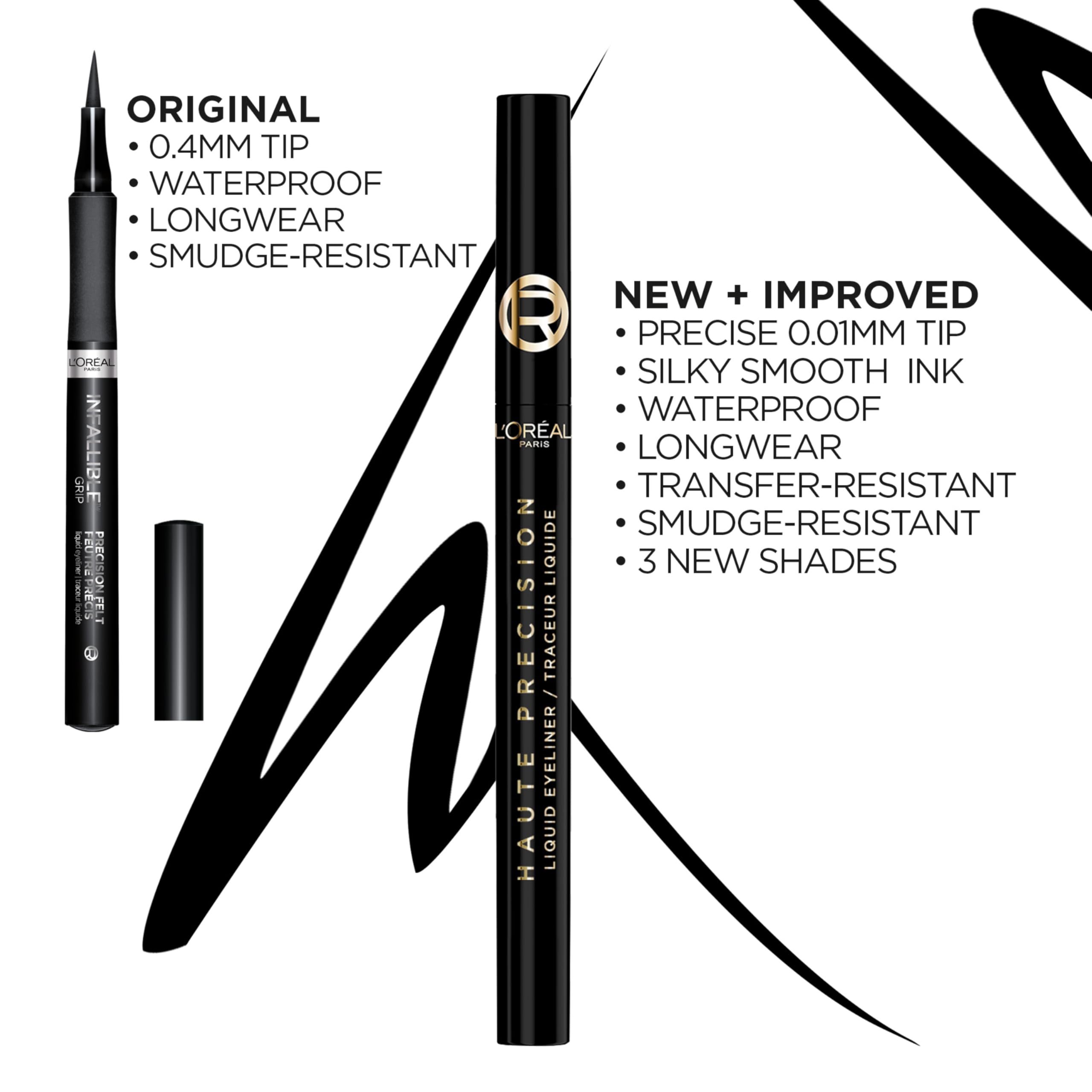 L'Oreal Paris Haute Precision Waterproof Liquid Eyeliner – 0.01mm Micro-Tip, 28HR Wear, Burgundy Cashmere