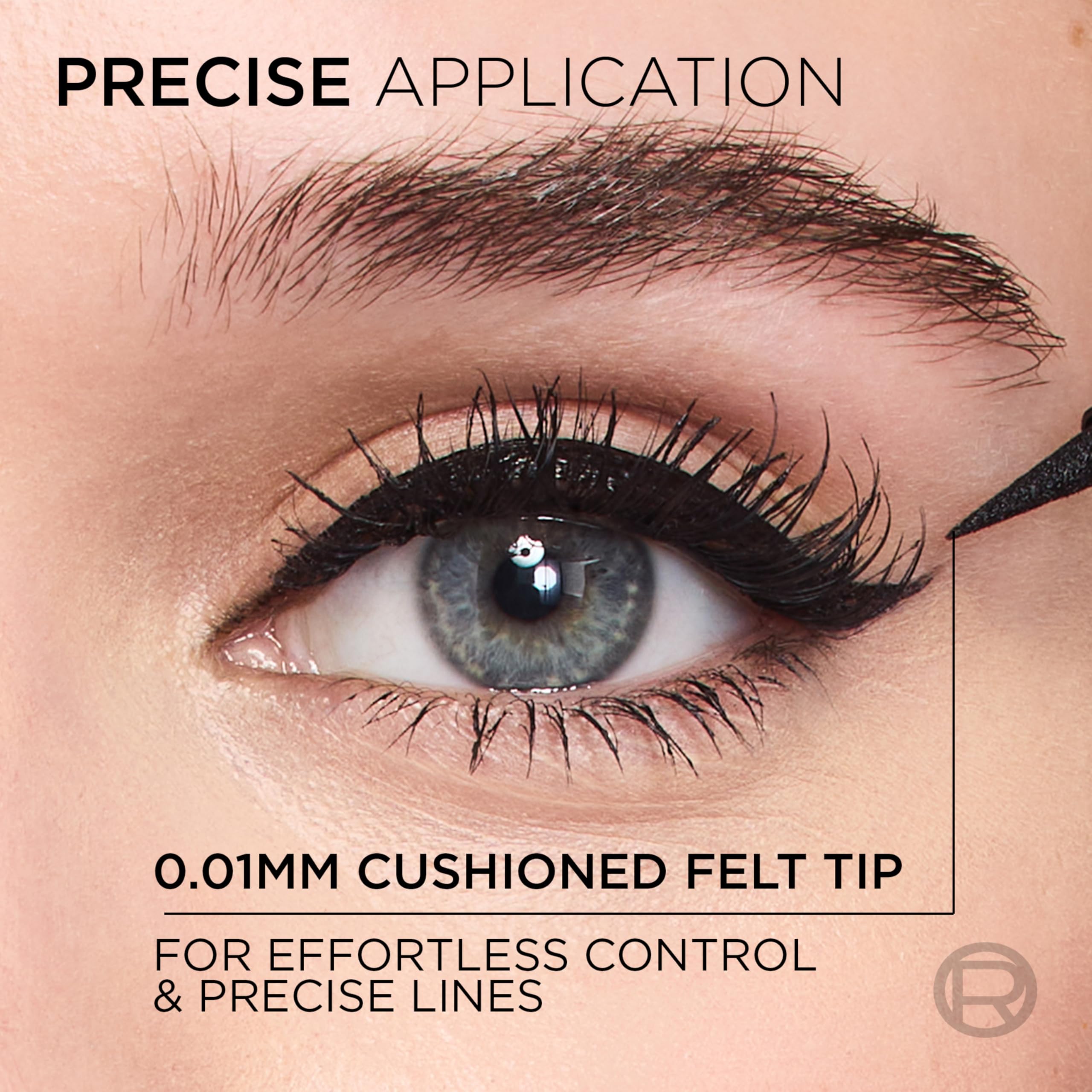 L'Oreal Paris Haute Precision Waterproof Liquid Eyeliner – Micro-Tip, 28HR Wear, 010 Black Silk