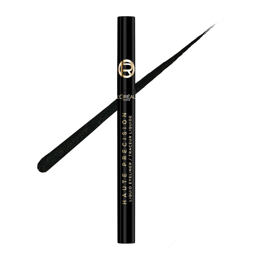 L'Oreal Paris Haute Precision Waterproof Liquid Eyeliner – Micro-Tip, 28HR Wear, 010 Black Silk