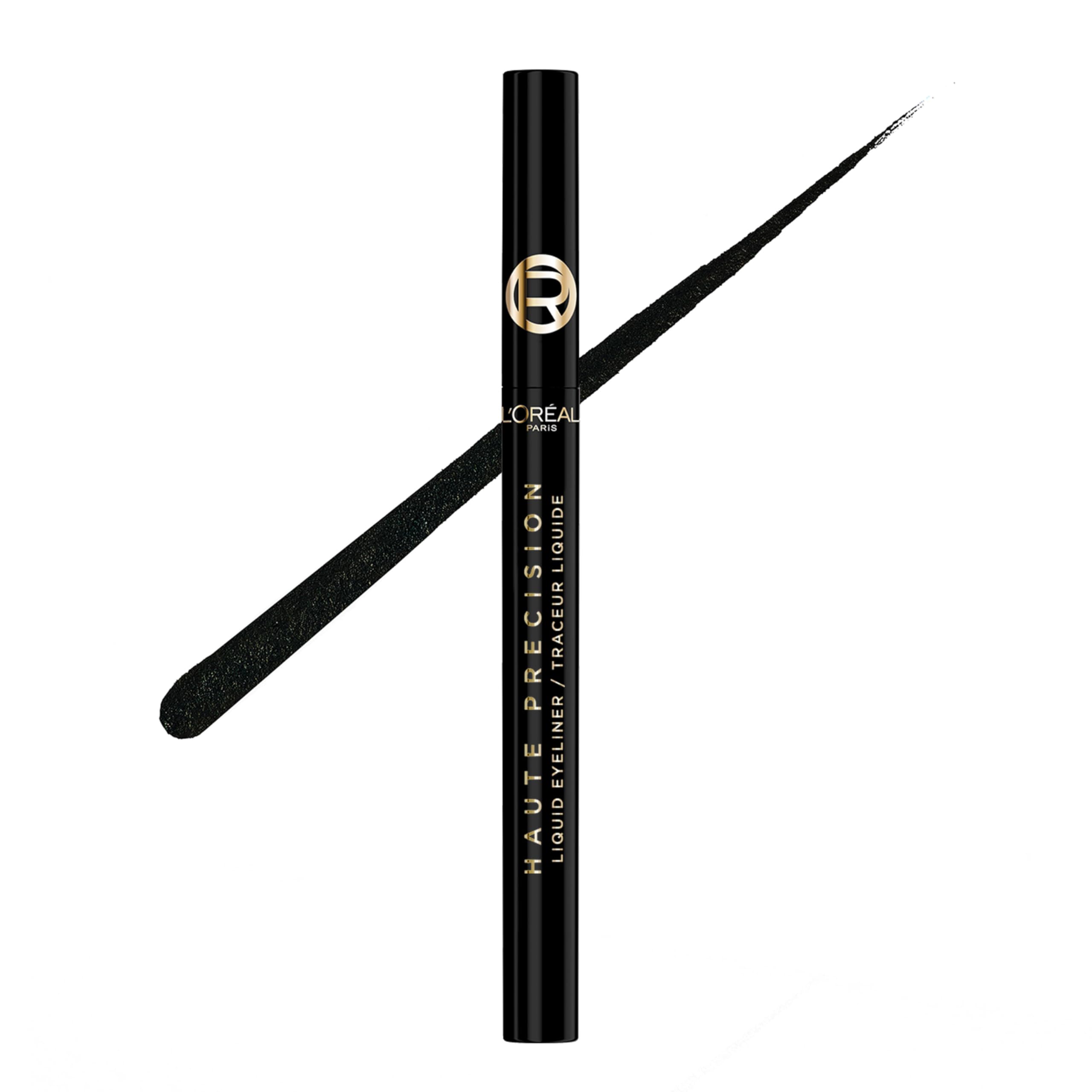 L'Oreal Paris Haute Precision Waterproof Liquid Eyeliner – Micro-Tip, 28HR Wear, 010 Black Silk