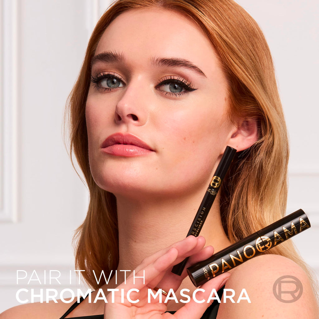 L'Oreal Paris Haute Precision Waterproof Liquid Eyeliner – Micro-Tip, 28HR Wear, 010 Black Silk