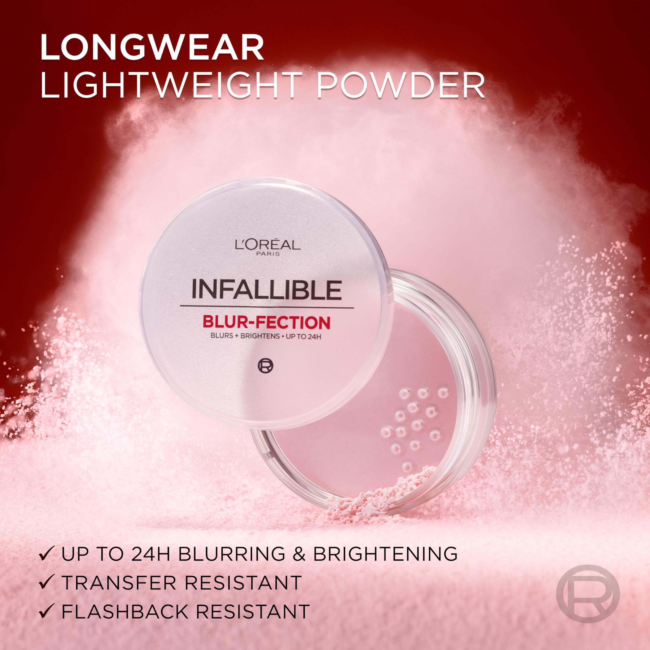 L'Oreal Paris Infallible Blur-fection Longwear Loose Setting Powder – Brightening Light Pink – Up to 24H Wear