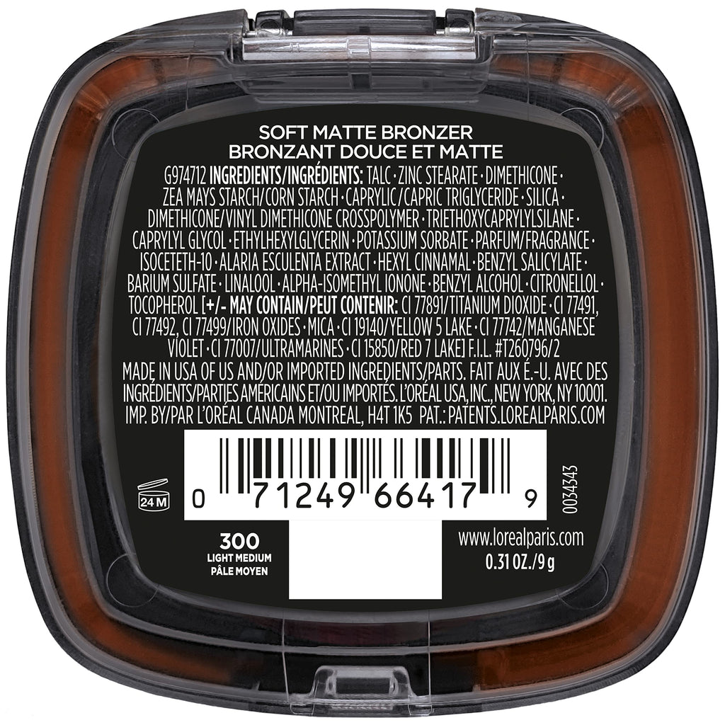 L'Oreal Paris Infallible Up to 24H Fresh Wear Soft Matte Bronzer – Waterproof Longwear
