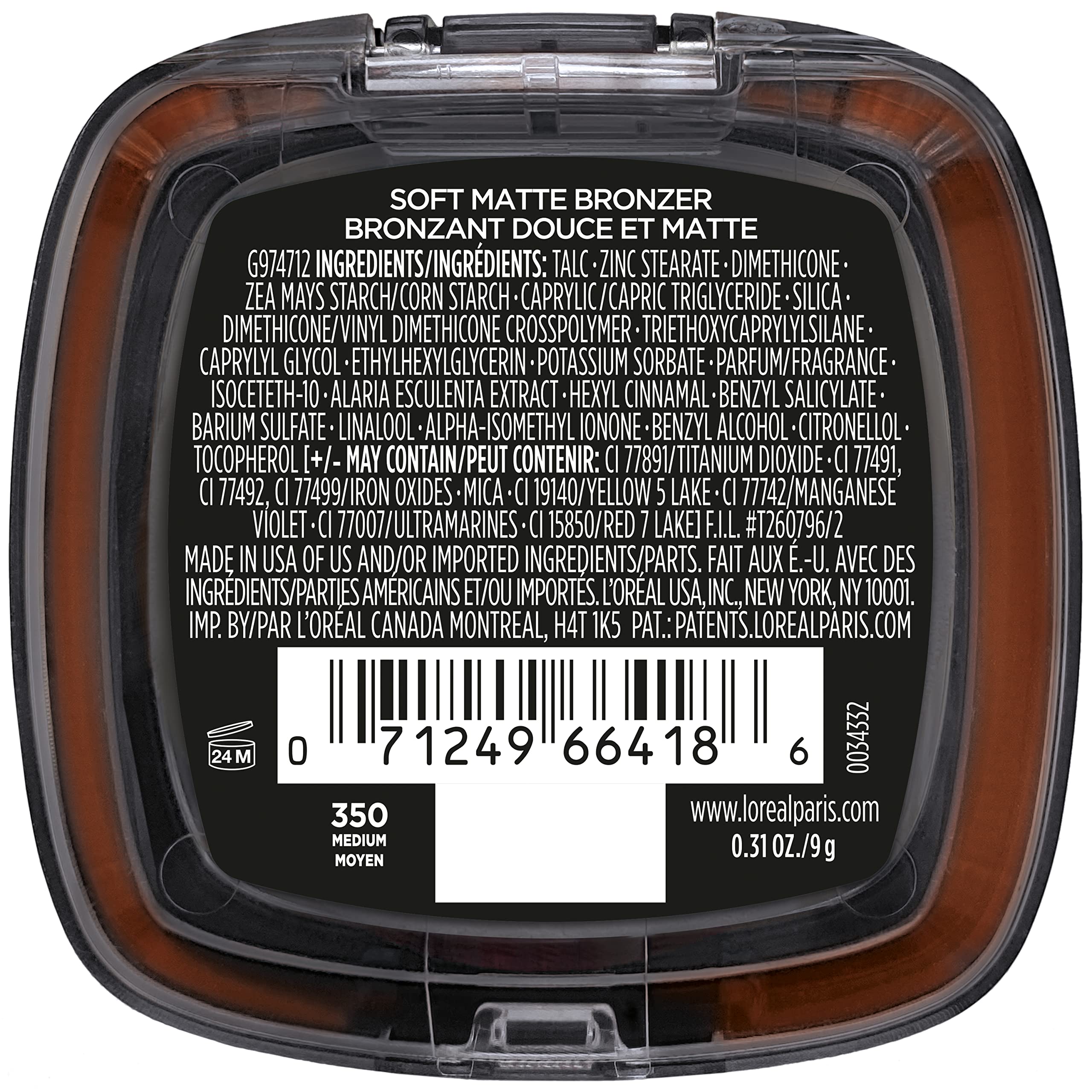 L'Oréal Paris Infallible Soft Matte Bronzer – Up to 24H Fresh Wear, Waterproof & Transfer-Proof | Medium 0.31 oz
