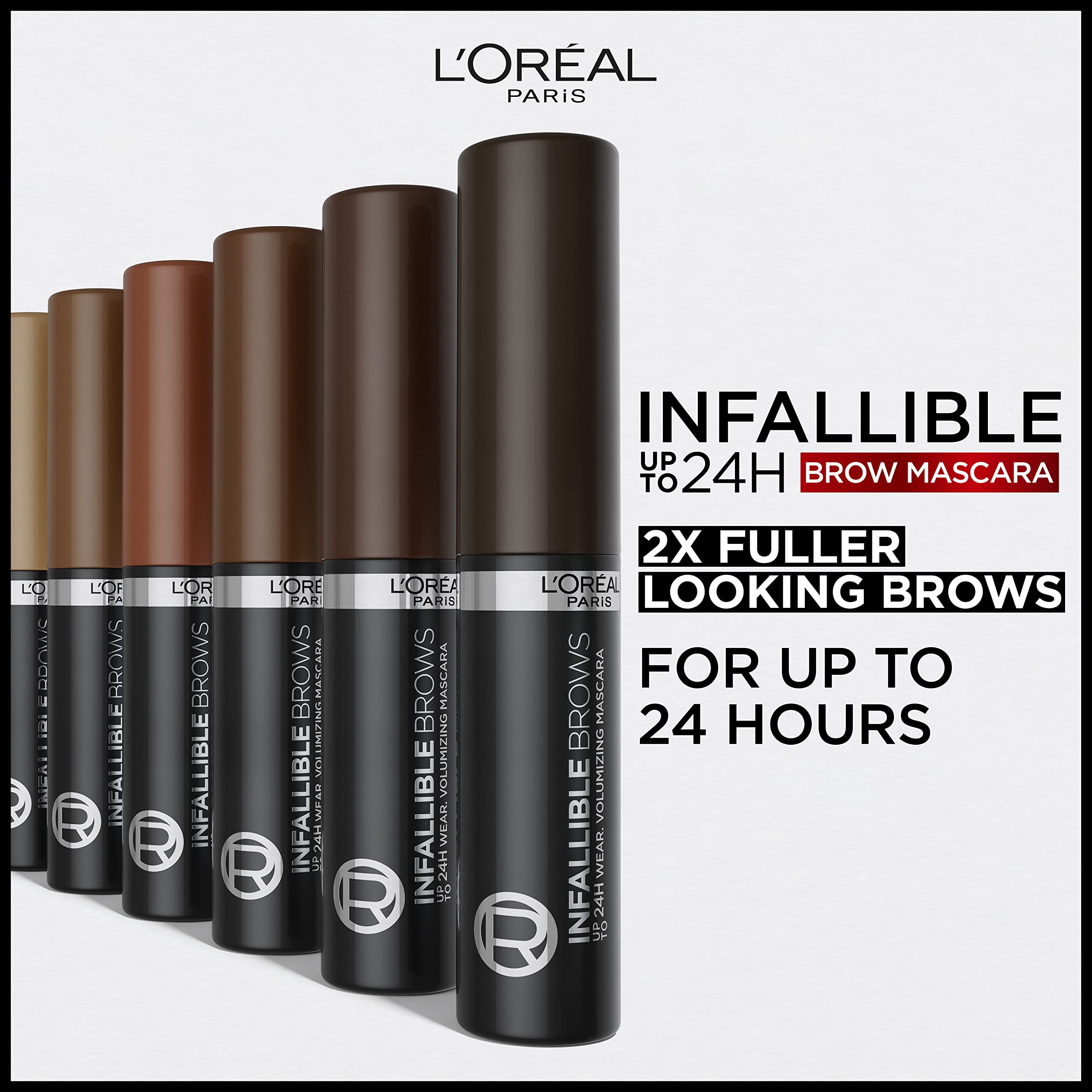 L'Oreal Paris Infallible Volumizing Brow Mascara, 6R Auburn – 24H Wear, 0.13 oz