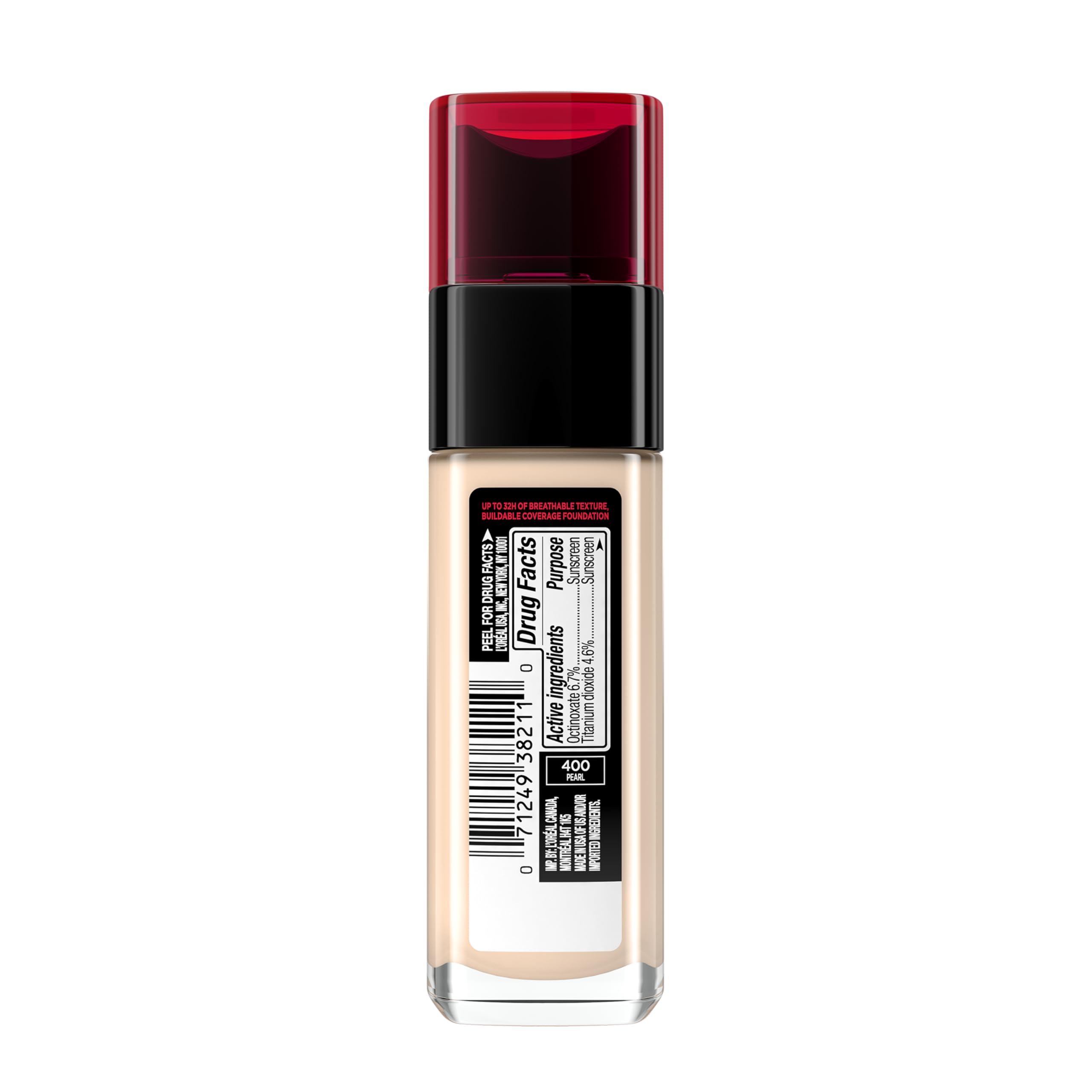 L'Oreal Paris Infallible Fresh Wear Foundation – Lightweight, Up to 24 Hour Wear, Pearl 400, 1 Fl Oz (Packaging May Vary)