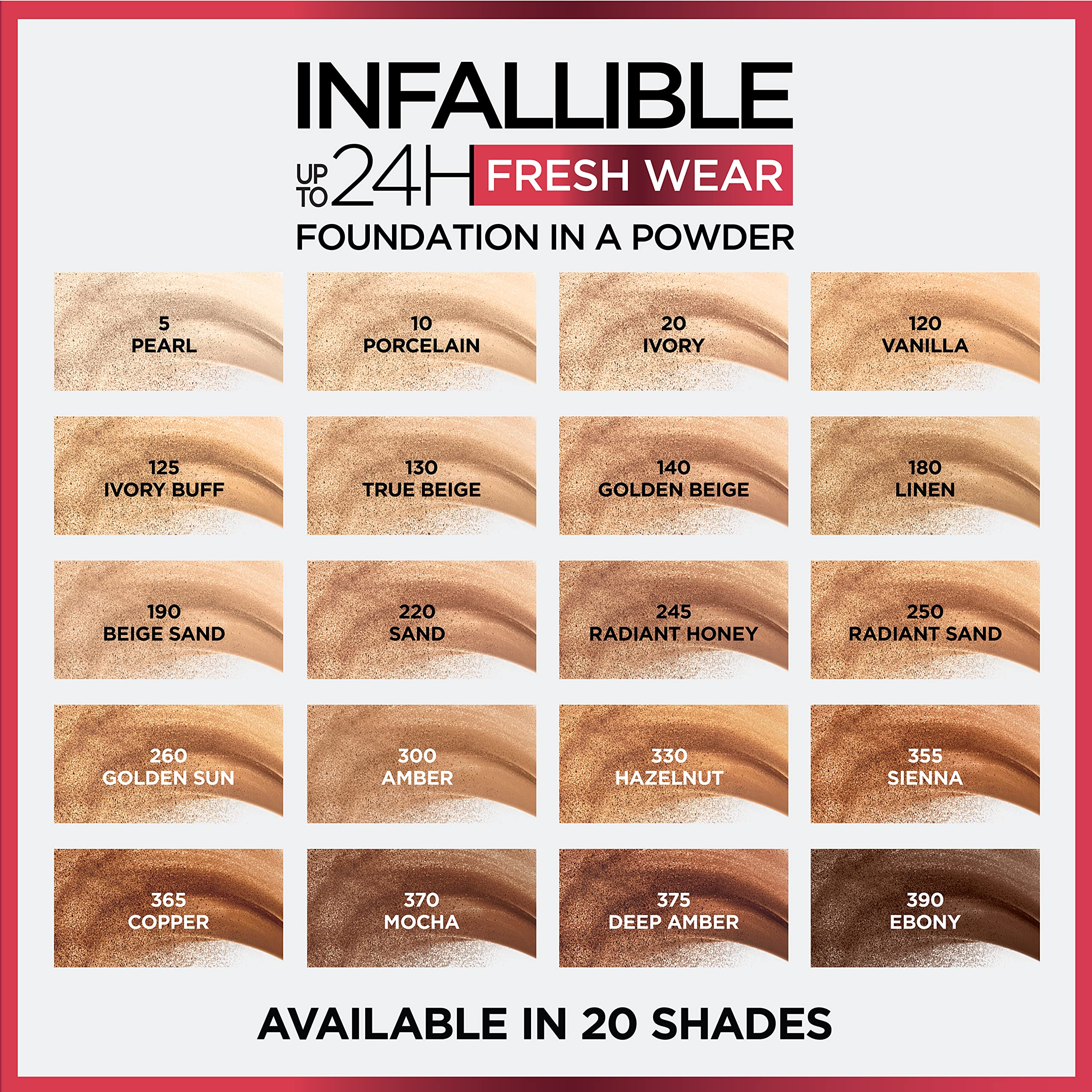 L'Oreal Paris Infallible Fresh Wear Foundation Powder — Up to 24H Wear, Waterproof, True Beige (0.31 oz)