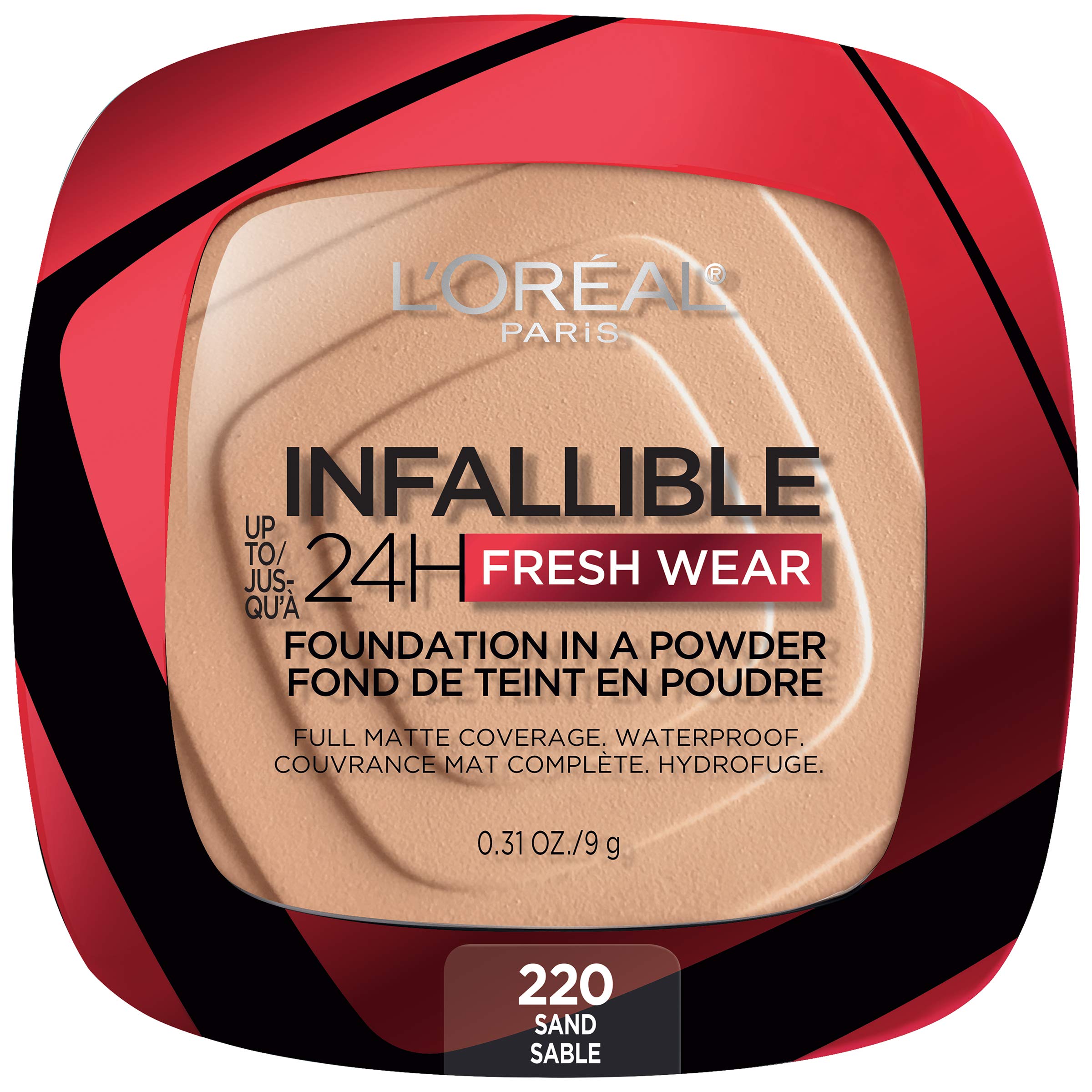 L'Oreal Paris Infallible Fresh Wear Foundation in a Powder – 24H Wear, Waterproof, Sand