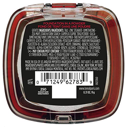 L'Oreal Paris Infallible Fresh Wear Powder Foundation — Up to 24H Matte, Waterproof, Radiant Sand (0.31 oz)