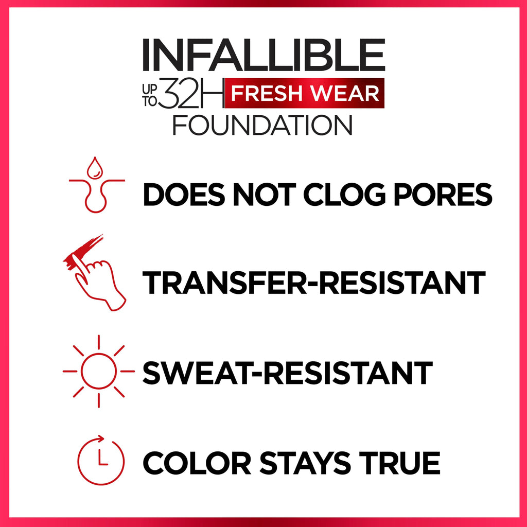 L'Oreal Paris Infallible Fresh Wear Foundation 435 Rose Vanilla — Lightweight, Longwear SPF25, 1 Fl Oz (Packaging May Vary)