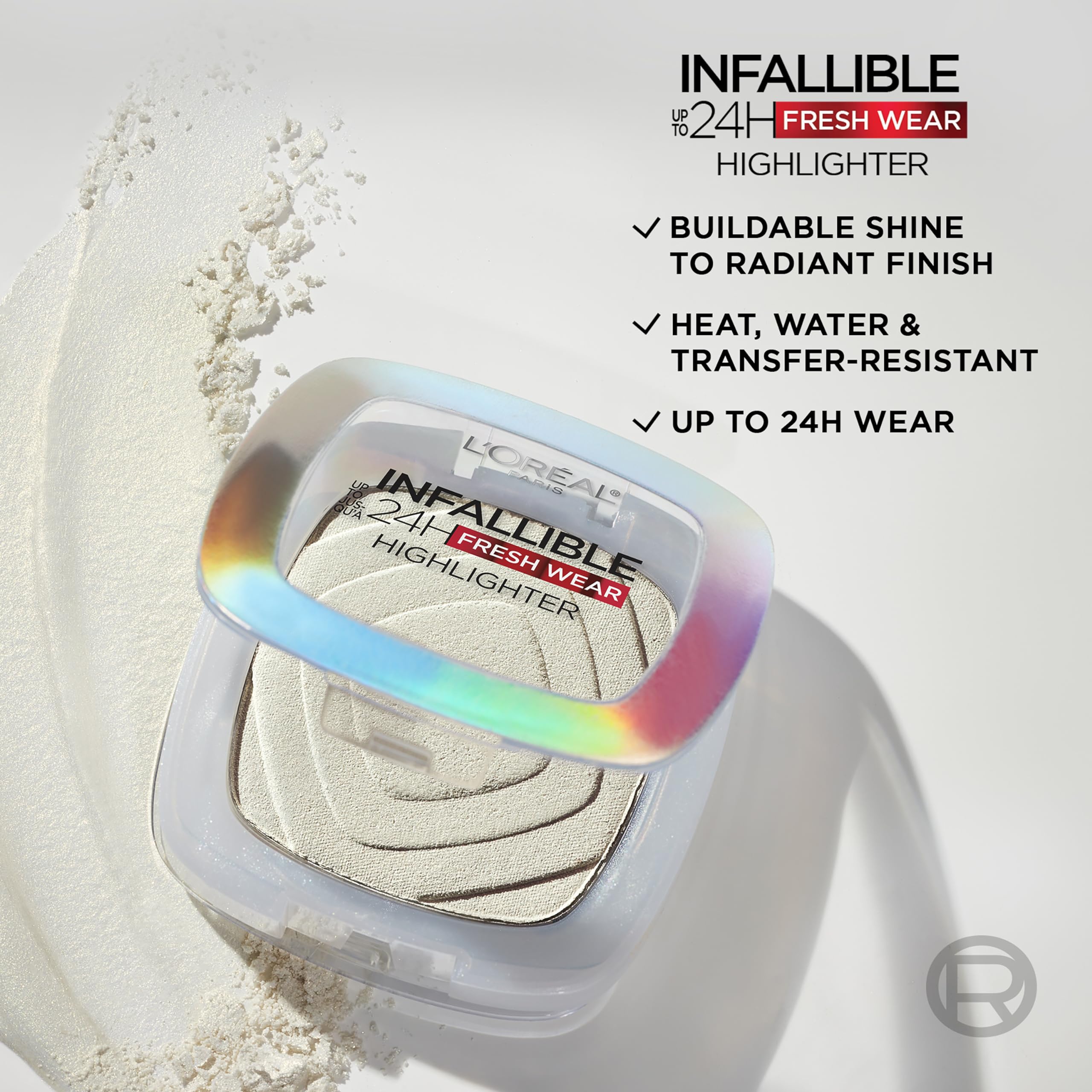 L'Oreal Paris Infallible Up to 24HR Highlighter – Icy Gold, Longwear Powder Highlighter (0.31 oz)