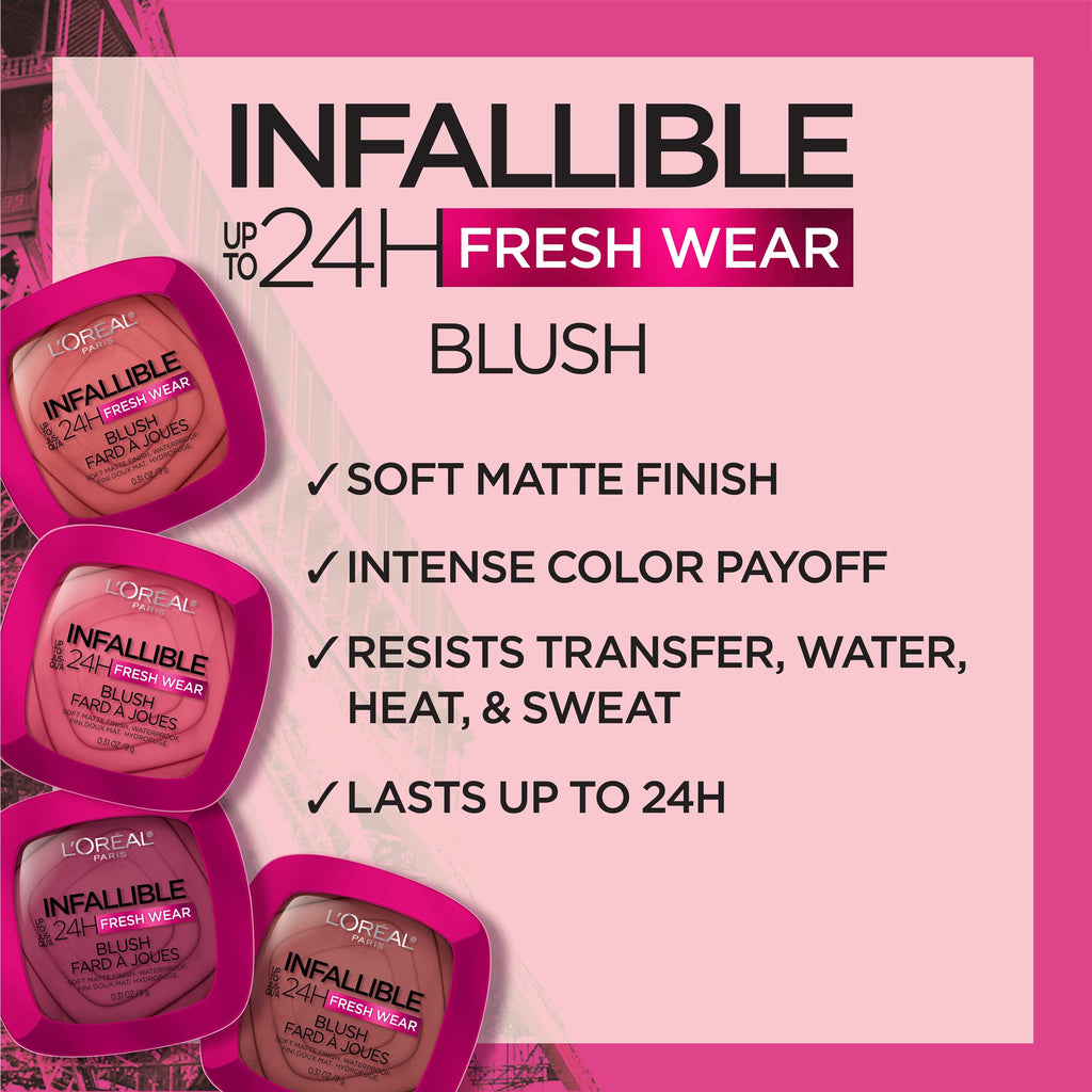 L'Oreal Paris Infallible Soft Matte Blush Rosewood 20 – 24H, Waterproof, Buildable Color
