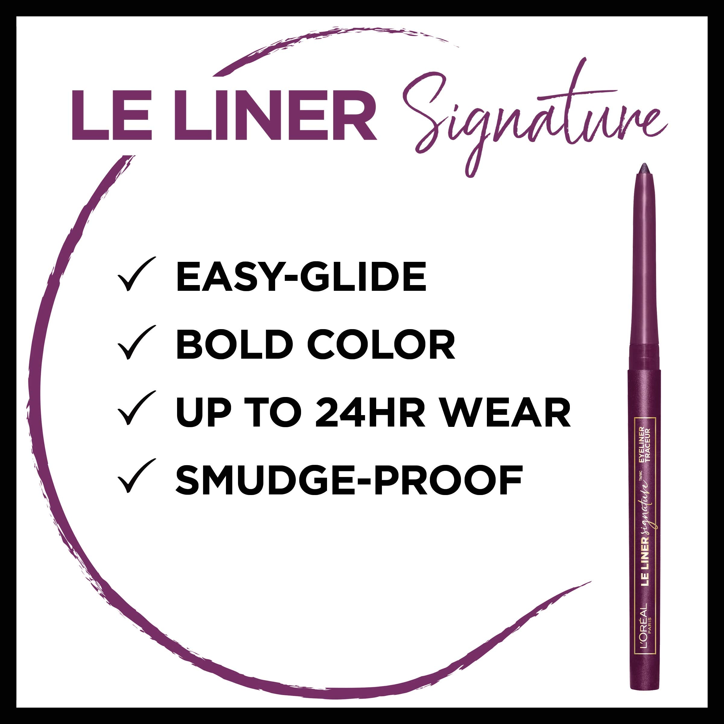 L’Oréal Paris Le Liner Signature Mechanical Eyeliner – Waterproof, 24Hr Wear, Violet Wool