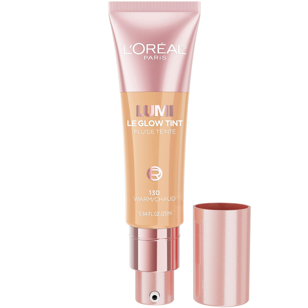 L'Oreal Paris Lumi Le Glow Skin Tint – Lightweight Water-Based Tint with Buildable Coverage, Warm 130, 0.85 fl oz