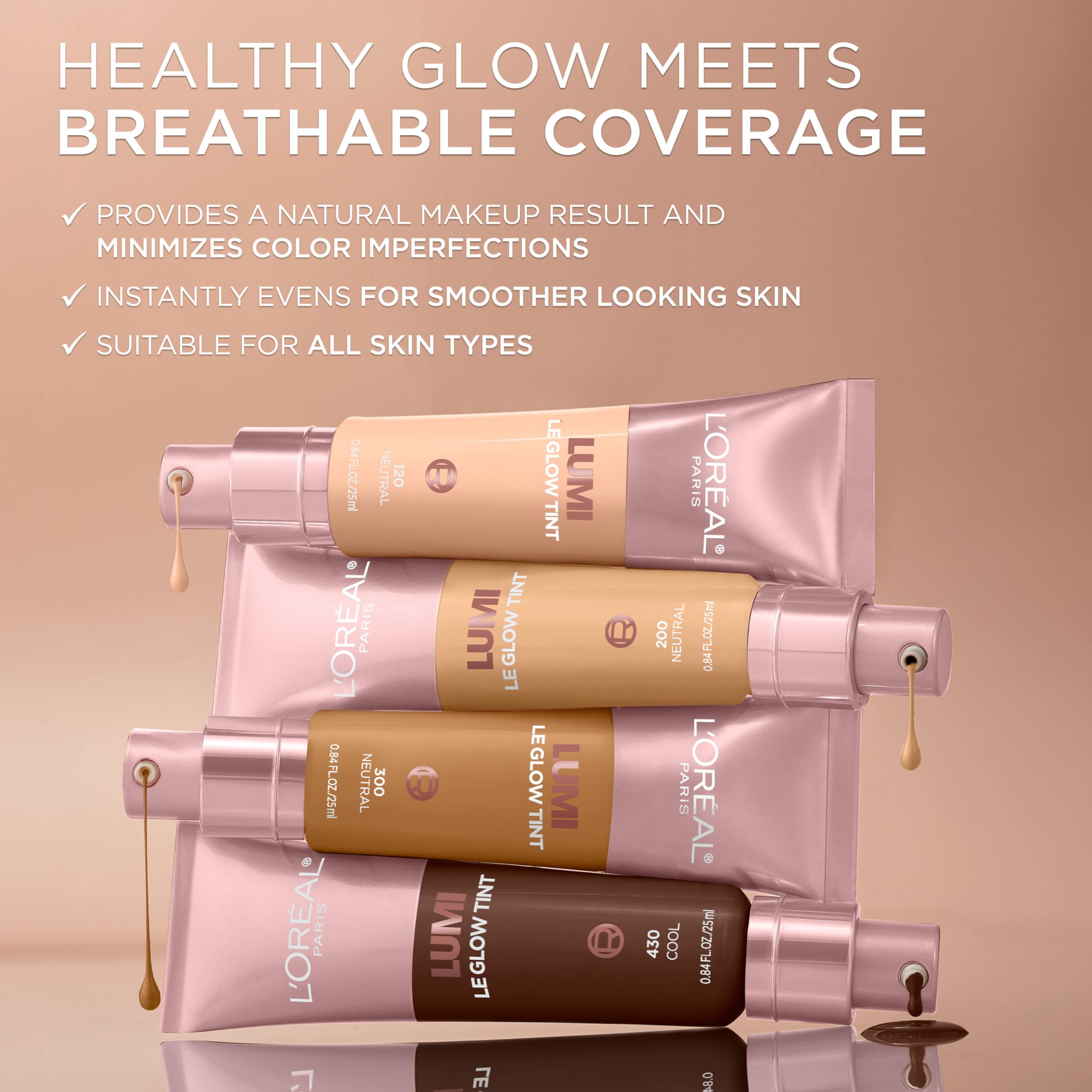 L'Oreal Paris Lumi Le Glow Tint – Lightweight Water-Based Tint with Buildable Coverage and Glow