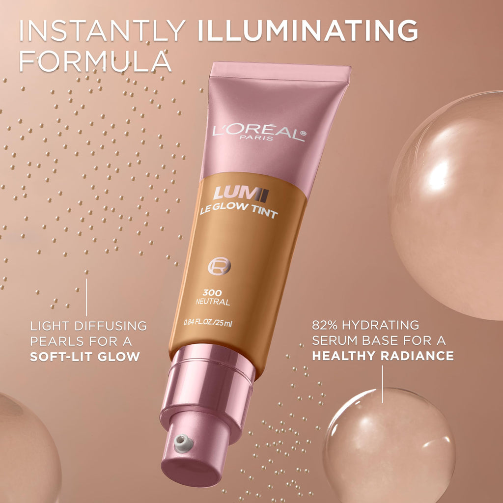 L'Oreal Paris Lumi Le Glow Tint – Lightweight Water-Based Tint with Buildable Coverage and Glow