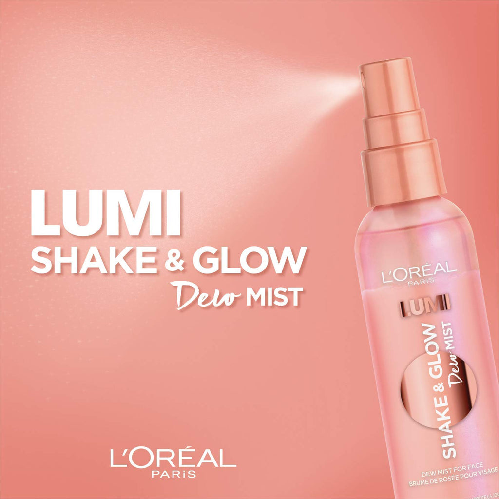 L'Oreal Paris LUMI Shake & Glow Dew Mist — Hydrating, Soothing Face Mist for Prep, Set, and Refresh | Natural Finish, 3 fl oz