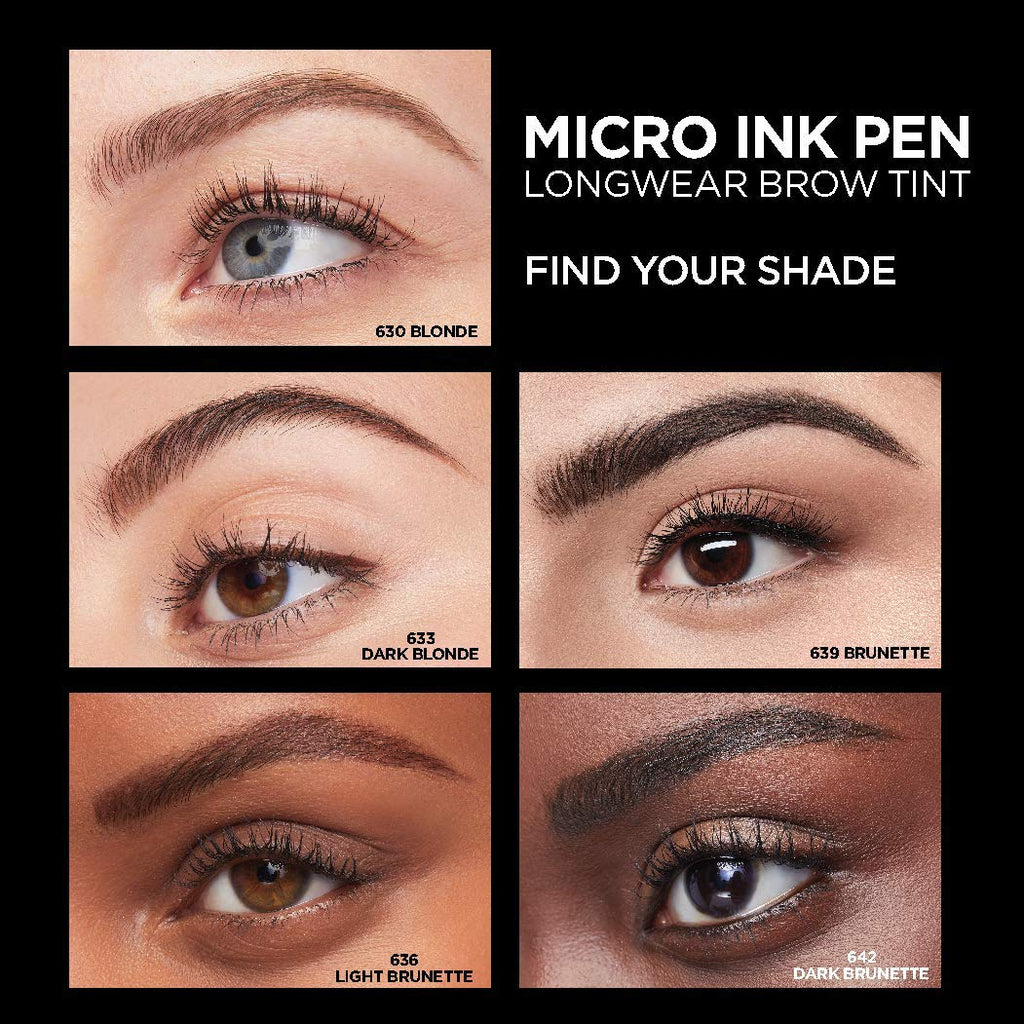 L'Oreal Paris Micro Ink Pen by Brow Stylist - Longwear Brow Tint, Hair-Like Effect, 48HR, Dark Brunette
