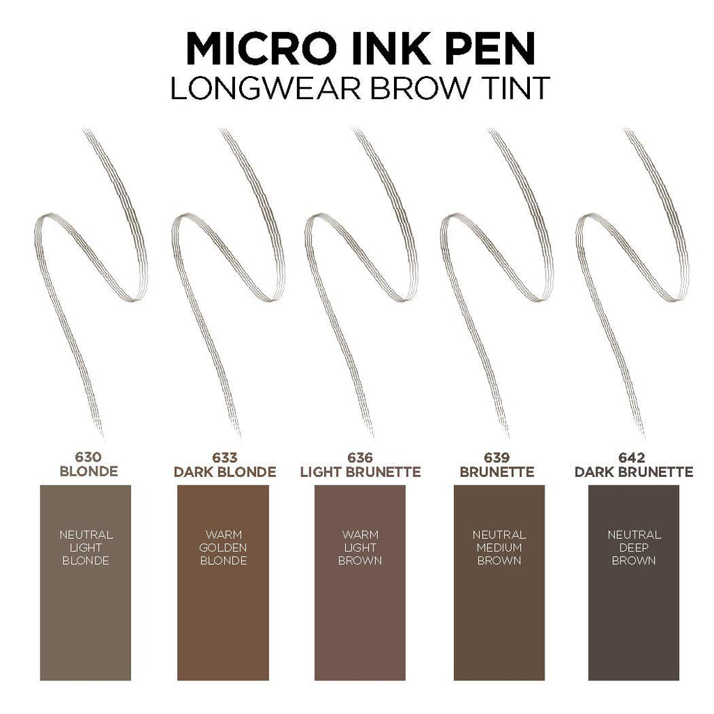 L'Oreal Paris Micro Ink Pen by Brow Stylist - Longwear Brow Tint, Hair-Like Effect, 48HR, Dark Brunette