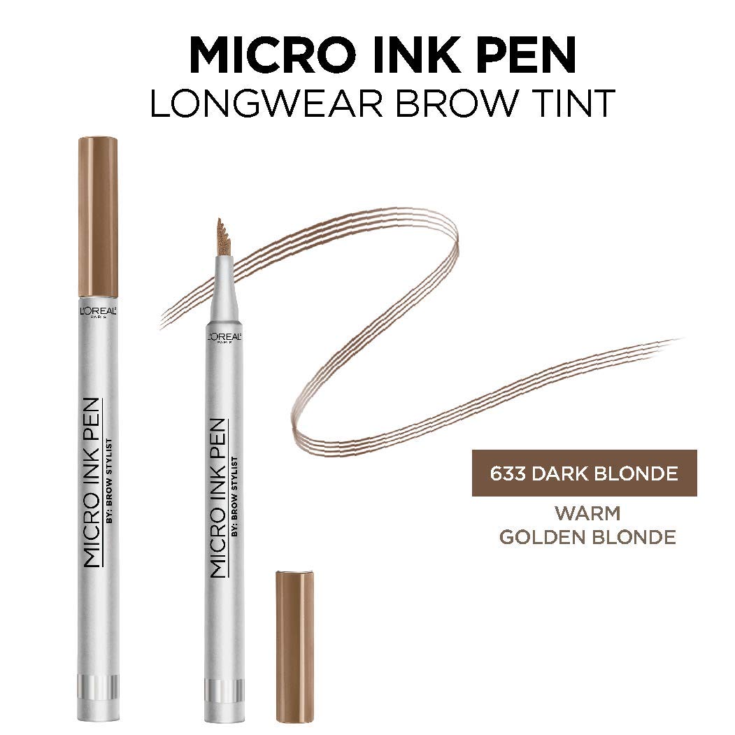 L'Oreal Paris Micro Ink Pen by Brow Stylist – Longwear Brow Tint, Hair-Like Definition (Dark Blonde)
