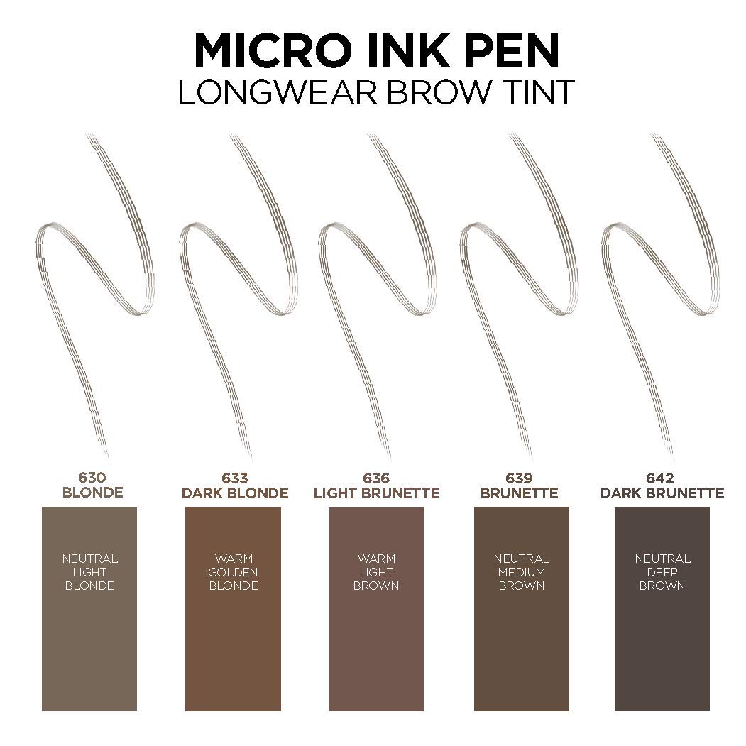 L'Oreal Paris Micro Ink Pen by Brow Stylist – Longwear Brow Tint, Hair-Like Definition (Dark Blonde)