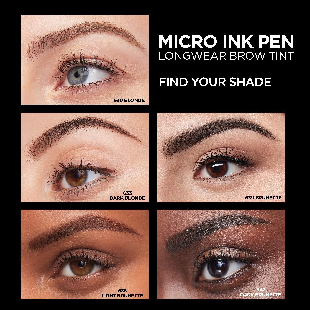L'Oreal Paris Micro Ink Pen by Brow Stylist – Longwear Brow Tint, Hair-Like Definition (Dark Blonde)