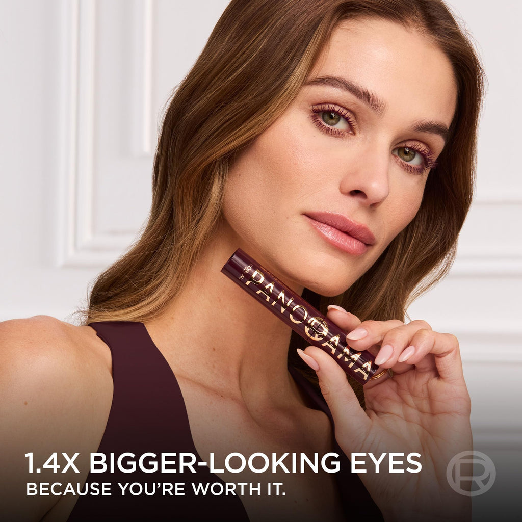 L'Oreal Paris Panorama Mascara Burgundy – Volumizing & Lengthening, 24-Hour Wear, Smudge-Resistant