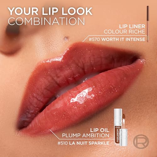 L'Oreal Paris Plump Ambition Hyaluron Lip Oil – 24HR Hydration & Glass Shine, Nude Macaron 650