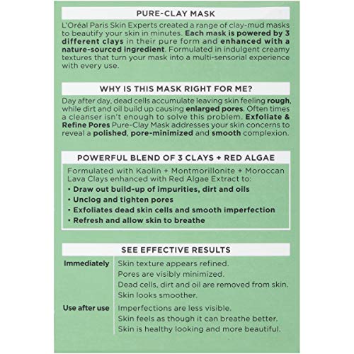 L'Oreal Paris Pure Clay Mask with Red Algae - Exfoliate & Refine Pores | 1.7 oz