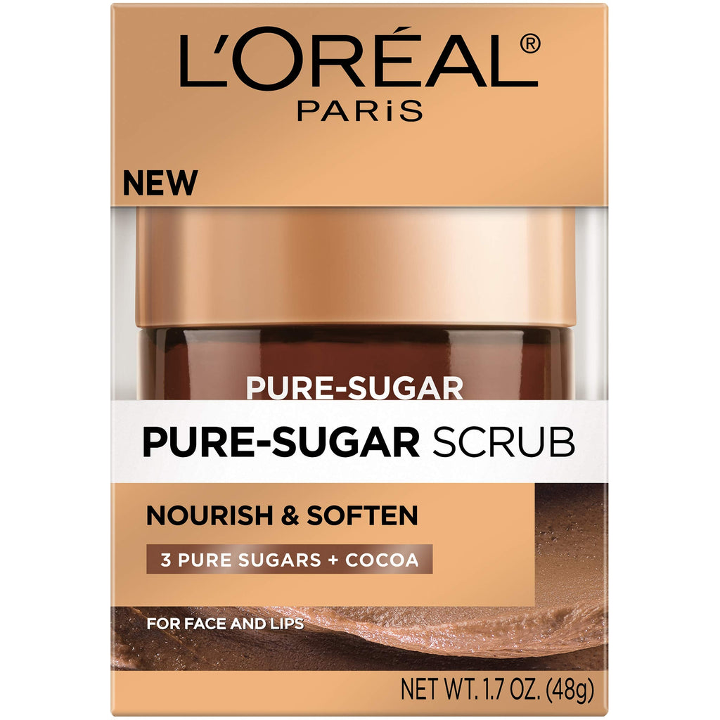 L'Oreal Paris Pure Sugar Scrub Nourish and Soften – Exfoliating Facial and Lip Scrub, 1.7 oz