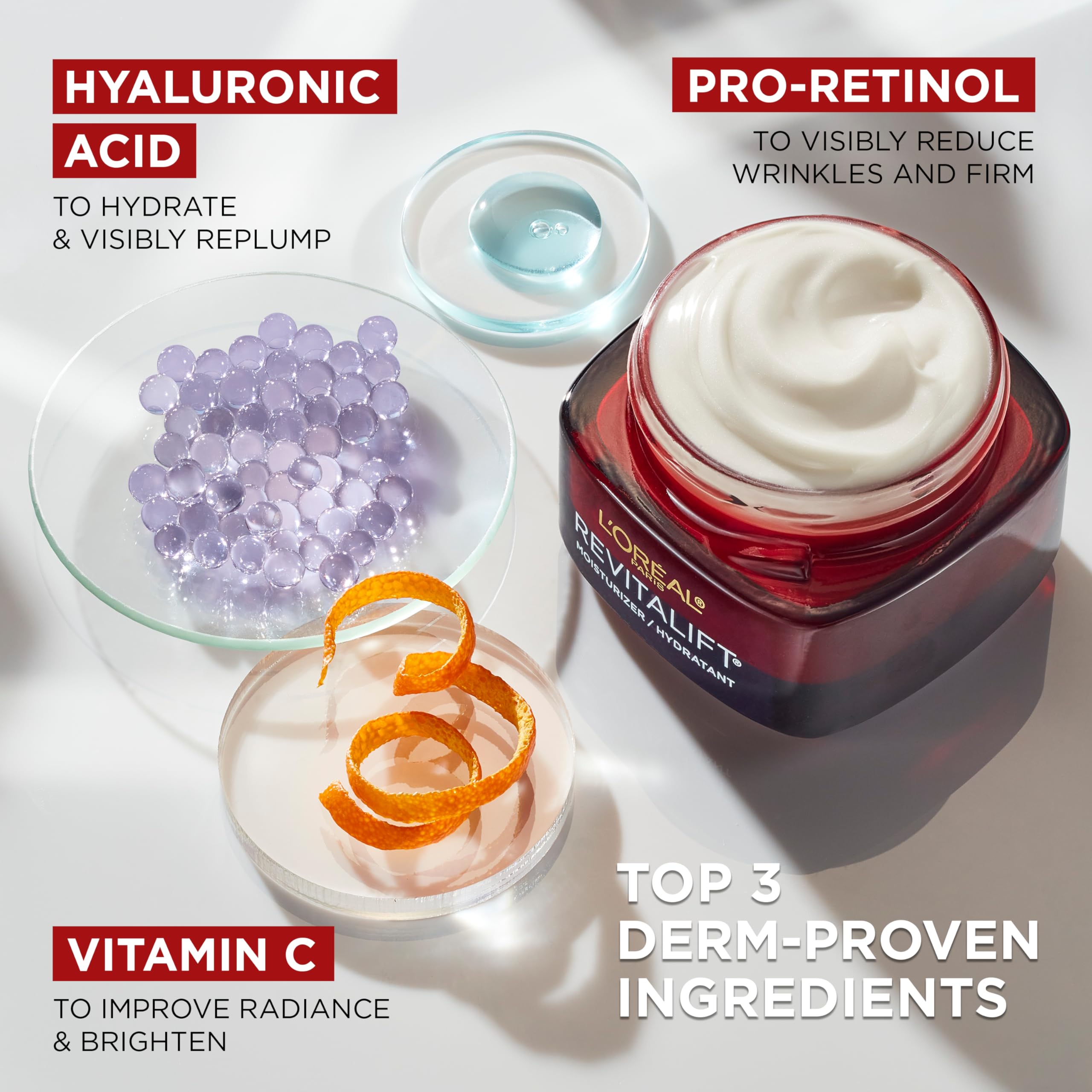 L'Oreal Paris Revitalift Triple Power Fragrance-Free Anti-Aging Moisturizer - Pro-Retinol, Hyaluronic Acid & Vitamin C (1.7 oz)