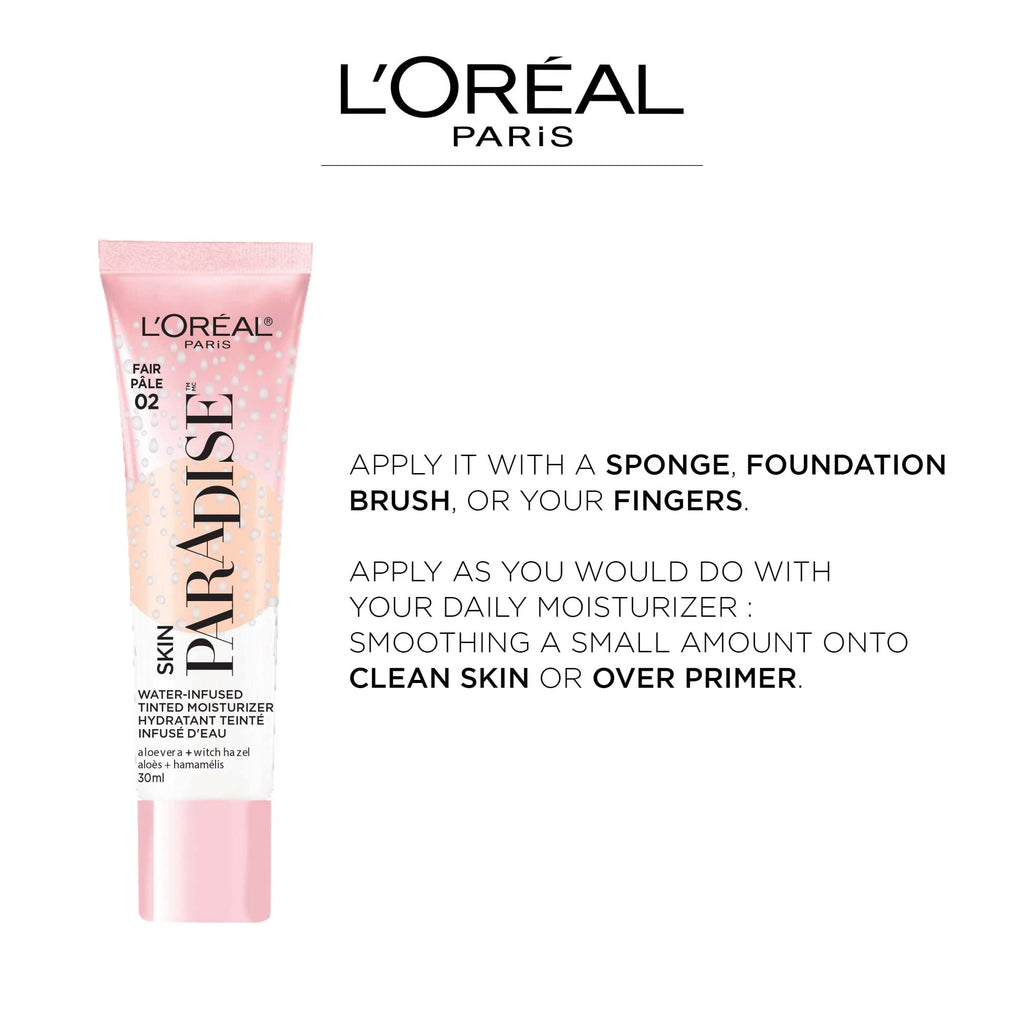 L'Oreal Paris Skin Paradise Water-Based Tinted Moisturizer SPF 19 | Lightweight, Hydrating Coverage