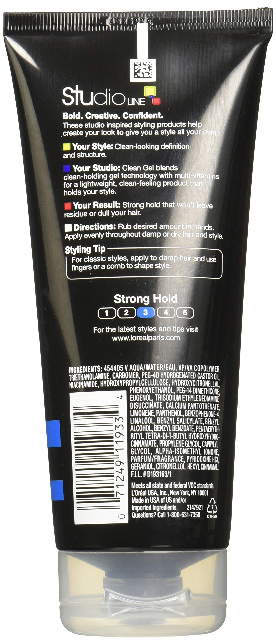 L'Oreal Paris Studio Line Clean Gel – Strong Hold, 6.8 fl oz (Pack of 3)